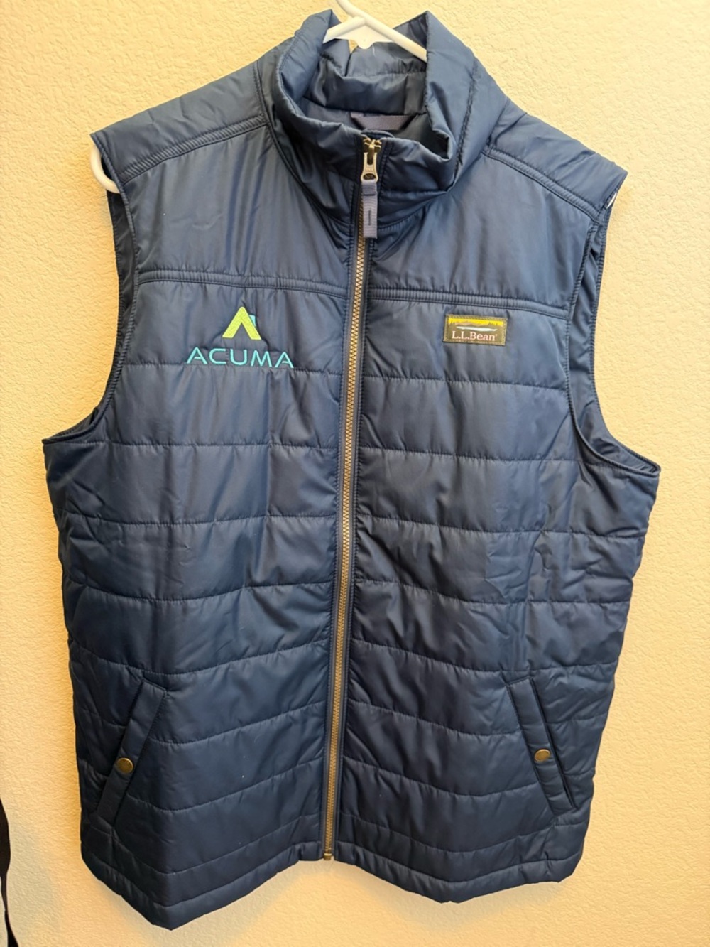 L.L.Bean Navy Insulated Vest with ACUMA Logo Patch